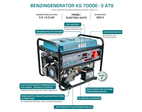 Benzin-Generator "Könner & Söhnen" KS 7000E-3 ATS