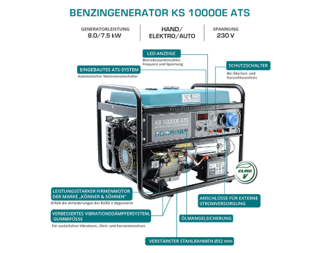 Benzin-Generator "Könner & Söhnen" KS 10000E ATS