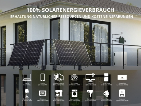 Balkon-Solarsystem 800W  Könner & Söhnen KS SBS800-SET4 inkl. Halterungen mit Speicher